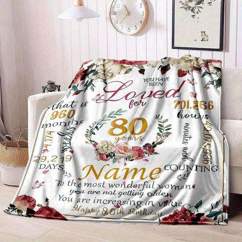 80Th Birthday Customize Your Name Blanket Warm Comfortable And Soft Blankets Are Suitable For Home Lunch Break Blanket Office Sofa Sofa Gift To