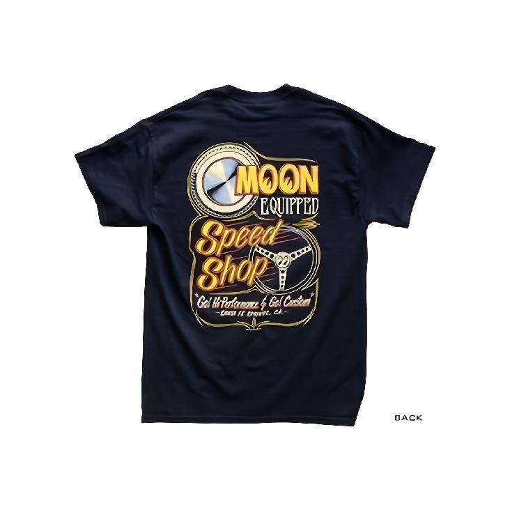 Mooneyes Classic Racing Shop Men's Heavy Retro Racing T-Shirt - Retro Hot Hammer Car and Moon Gear Logo Design, Loose Fit Short-sleeved T-shirt,