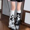 Reversible Knitted Long Tube Leg Warmers with Cute Cats Pattern for Women Punk Grunge Flared Boot Covers Footless Socks