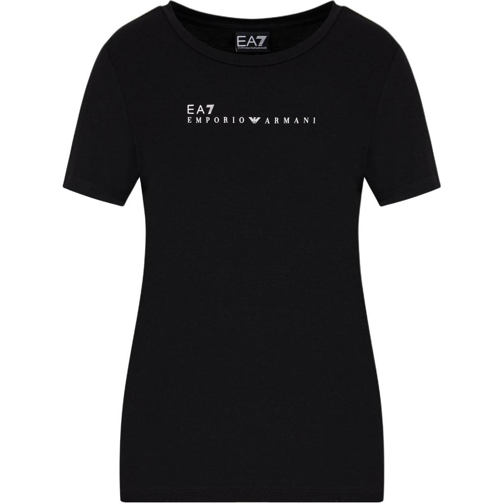 Emporio Armani EA7 SS25 Short Sleeve Logo Print Crew Neck Regular T-Shirt Women tops Black 7W000274-AF12945-UC001