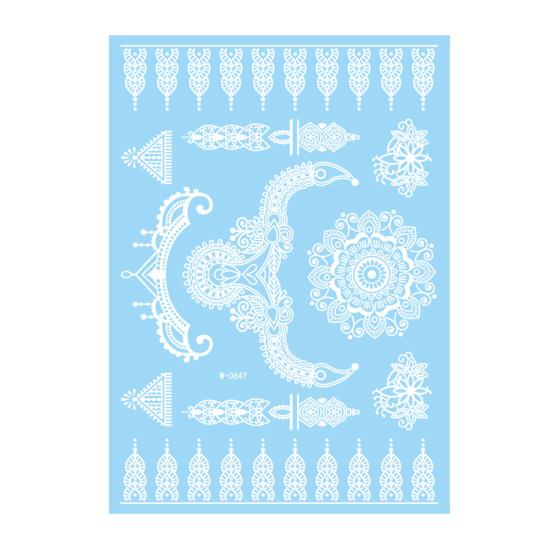 Baizihuahu White Lace Tattoo Sticker for Women, Temporary Face Body Arm, Waterproof Fake Decal Wedding Party Festival