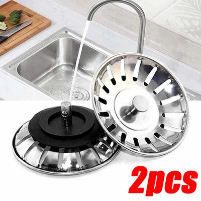 2pcs Stainless Steel Pool Bathtub Hair Catcher Stopper Bathroom Sink Strainer Waste Sink Filter Plug Kitchen Sink Accessorie
