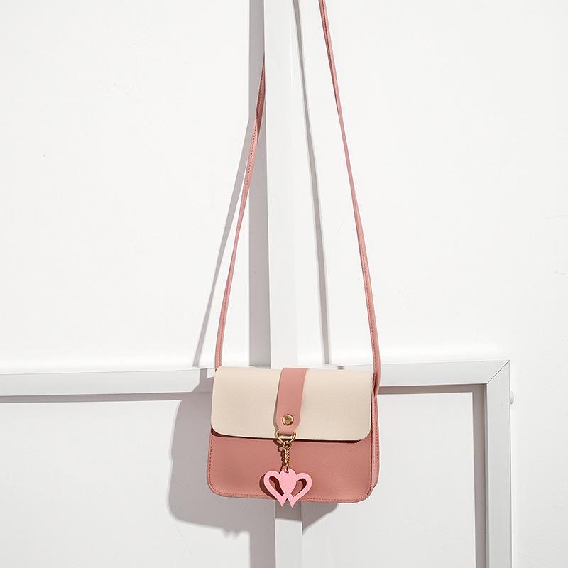 Korean Style Women s Crossbody Phone Bag with Pendant - Fresh Small Square Design розовый