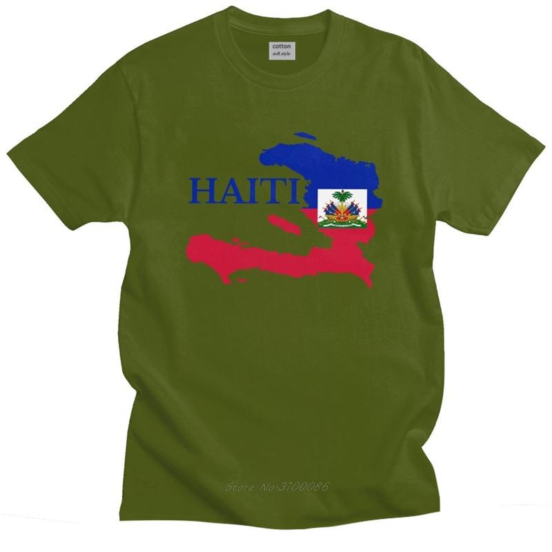 Cool Men's Haiti Map Flag T Shirt Short Sleeves Round-neck Cotton Tshirt Summer Tees Plus Size Apparel Casua Fashion T-shirt