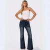 Vintage High Waist Flared Jeans Women Washed Denim Slim Fit Long Pants