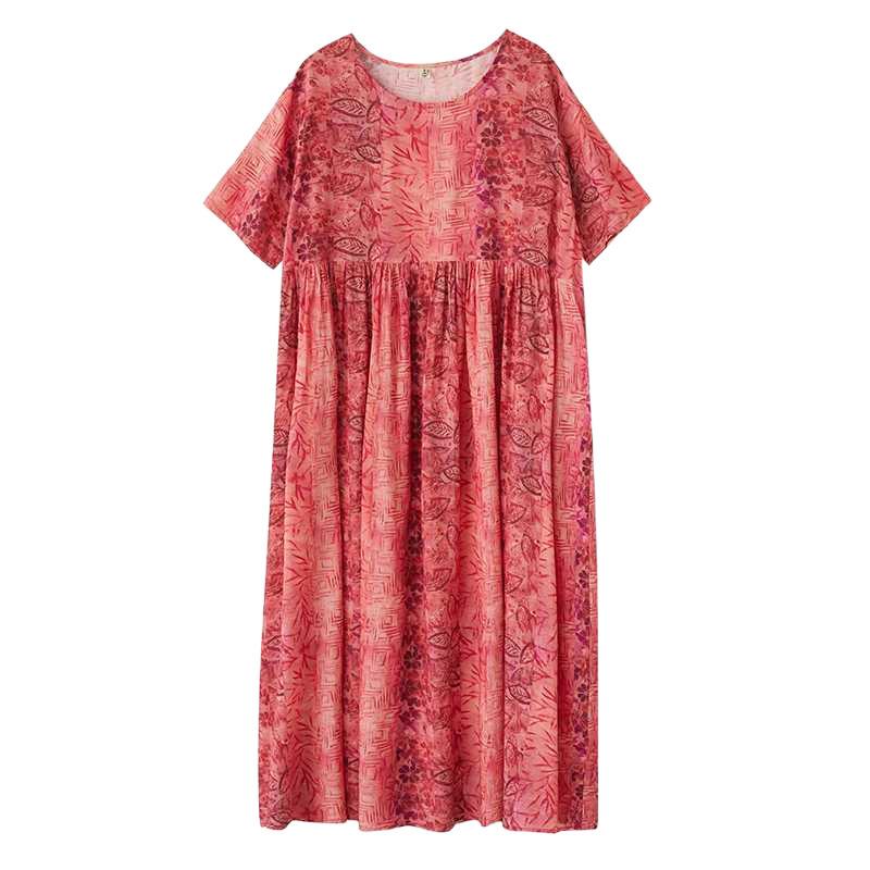 Böhmischer langer Rock Sommerkleid mit kurzen Ärmeln