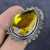 Natural Citrine Gemstone Handmade 925 Sterling Silver Jewelry Ring Size 8.5 P1v33