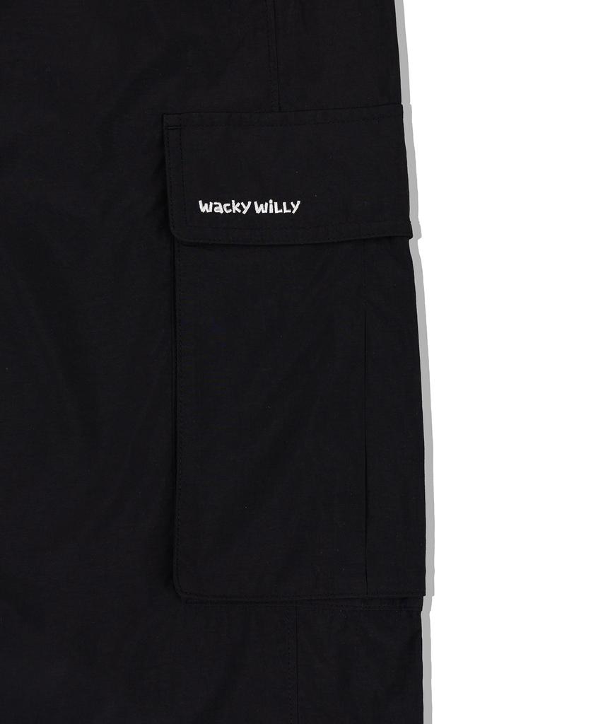 WACKY WILLY Nylon Cargo Track Pants Black