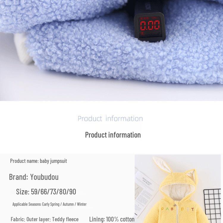 Cozy Newborn Teddy Lambswool Jumpsuit - Warm, Thick, Plush Outerwear for Autumn and Winter