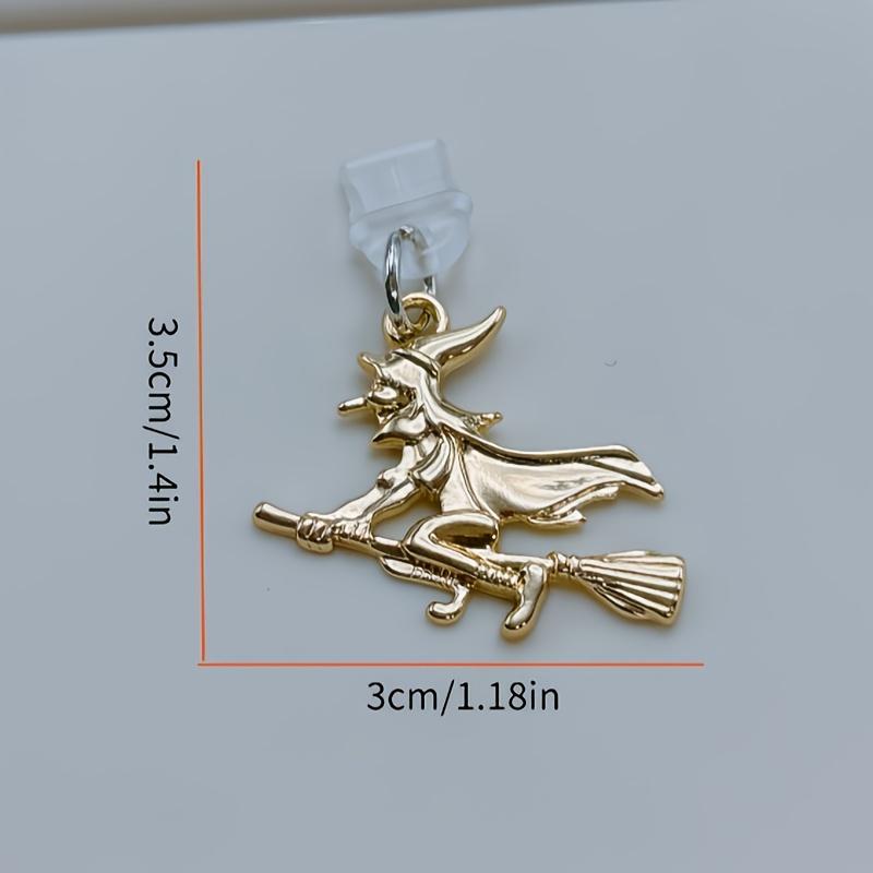 1pcs Halloween Witch Alloy Charm Anti-Dust Plug , Mobile Phone Decoration Accessory – Enchanting Sorceress Dust Cap Compatibility
