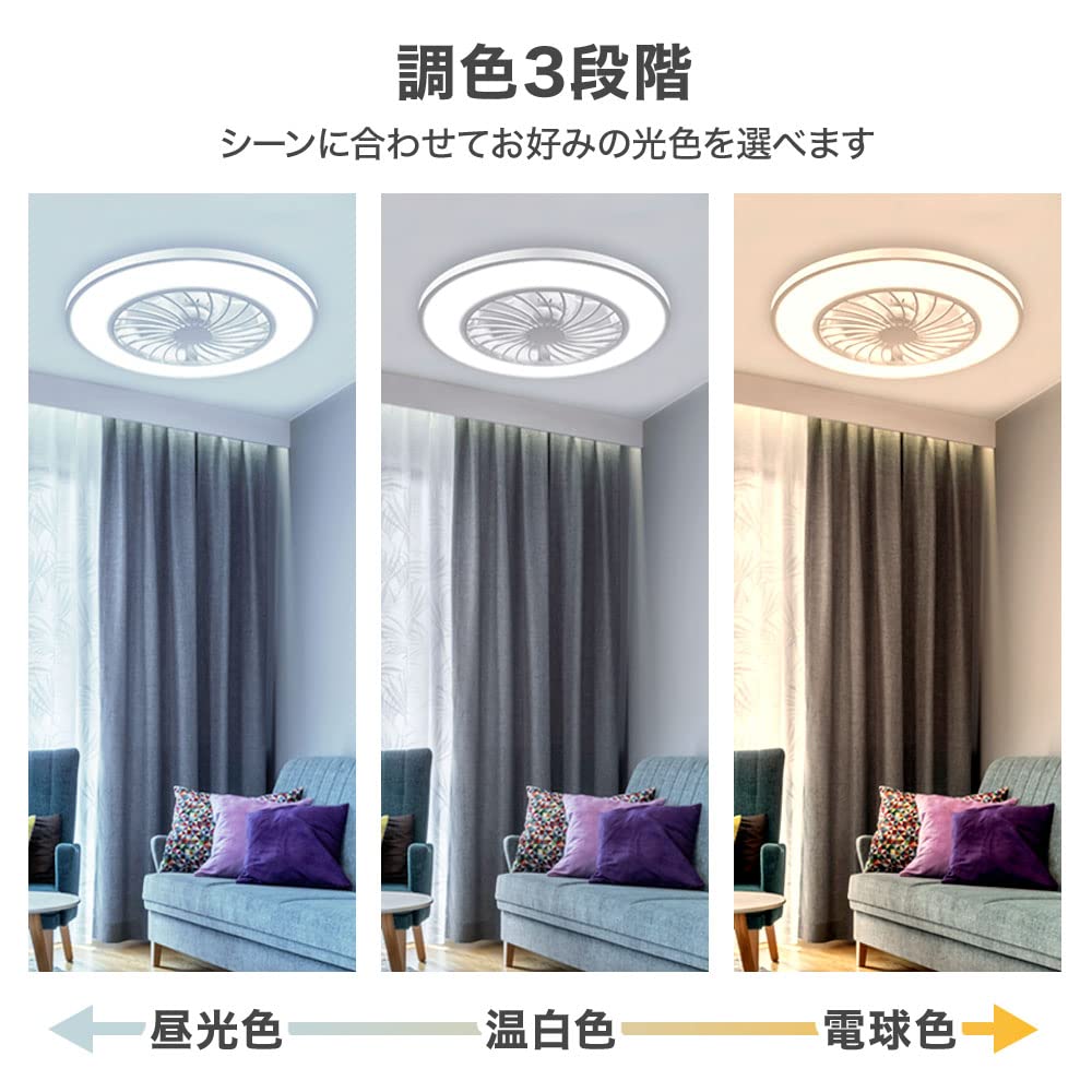 Seathestars Dimmable and Color-Changing LED Ceiling Light with Circulator, Remote Control, Slim, Energy-Saving, Timer-Enabled Ceiling Fan, DC Motor,