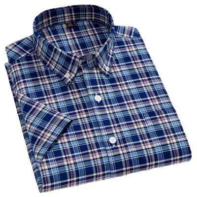 Potrivit pentru 160KG 11XL 100% Bumbac Cămașă cu mânecă scurtă pentru bărbați Cămașă cu mânecă scurtă Mărime Mare Bumbac Oxford Carouri Dungă Cămăși pentru bărbați Înalți și mari