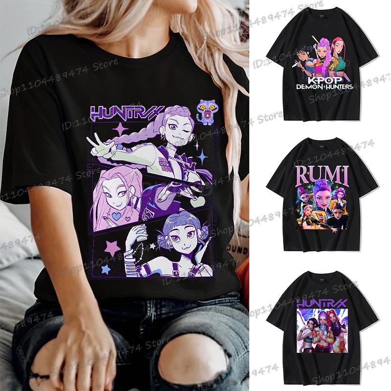 KPop Demon Hunters T-shirt for Women Men Fashion Anime Movie Tees Cute KPop Demon Hunters Funny Short Sleeve T Shirt Gifts