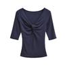 Kink V-neck Medium-sleeved T-shirt Women's Summer New American Spice Girl Style Solid Color Slim-fitting Slim Bottom Top