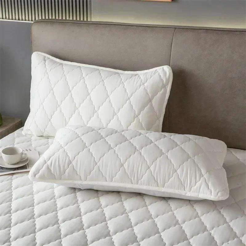 1pc Solid Color Quilted Sandwich Pillow Core Protector Cover, Not Include Pillow Core,Removable Washable Pillowcase