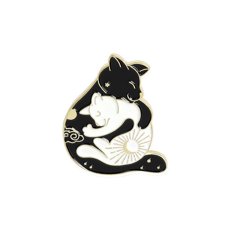 ALmi Cute EnamPins-Cats Hug Book Shape Novelty Cartoon Cute EnamBrooch Pins For Backpacks Set Badges Clothing Bags Jackets