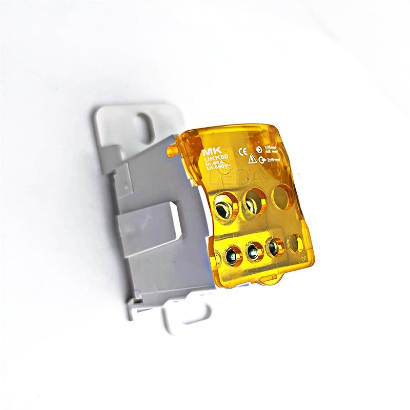 1Pcs Terminal Block UKK80A Din Rail 1 In Many Out Distribution Box Universal Electric Wire Connector Red Yellow Blue Green