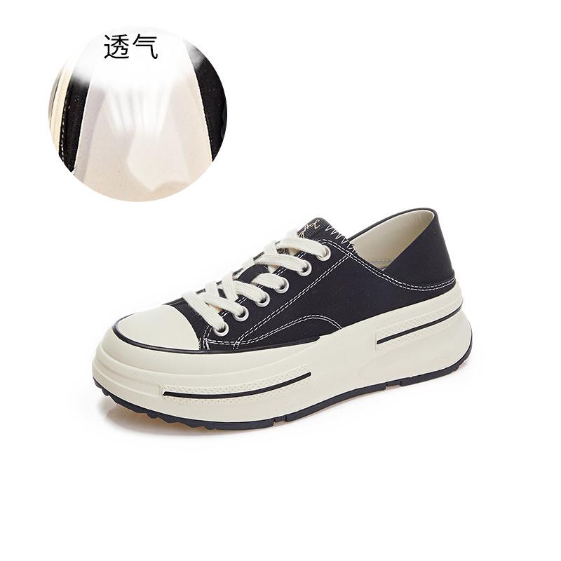 

The first layer of sheepskin canvas shoes women s 2025 spring new women s two wear white shoes thick baseplate shoes women s casual women s shoes 40 чорний
