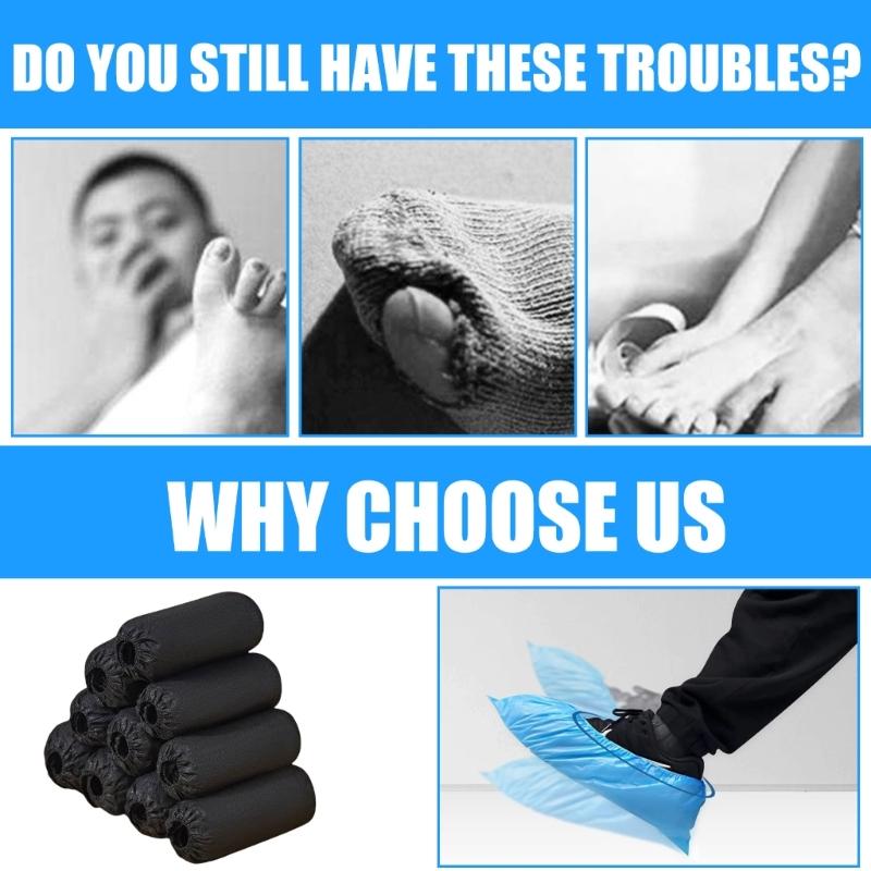 100Pcs Disposable Shoe Covers Dustproof Breathable Booties Boot Covers Slip Resistant Overshoes for Outdoor Indoor Use