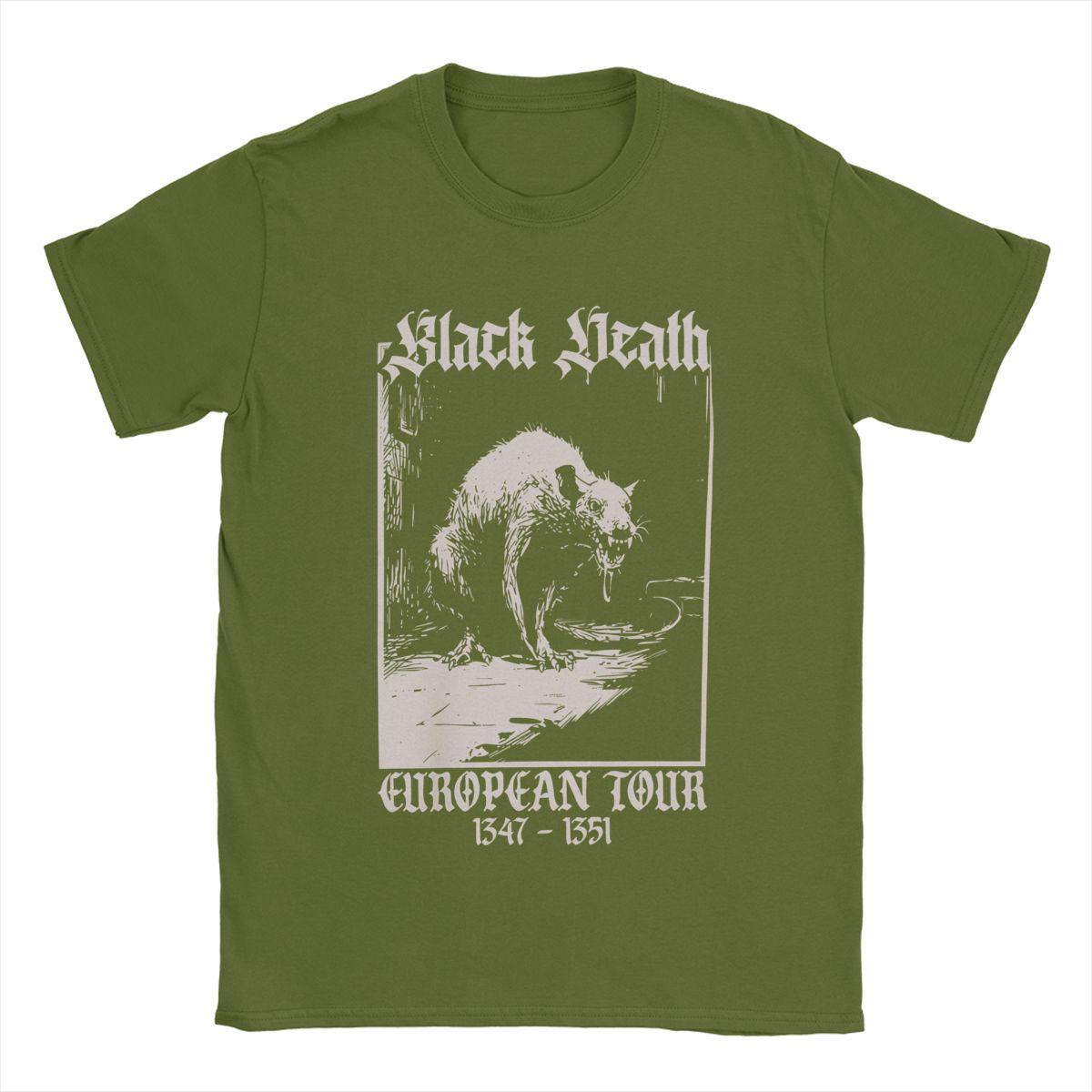 

Black Death Medieval Rat Gothic Grunge T Shirts for Men 100% Cotton Vintage T-Shirt Horror Goth Tees Short Sleeve Clothes 4XL