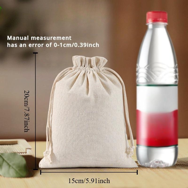 Multi-Purpose Canvas Drawstring Bags 10pcs,  Storage for Rice Grains Travel Shopping Gifts Compact Reusable Organizer