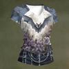 Women's V-Neck Halloween Print Lightweight Top for Spring and Summer