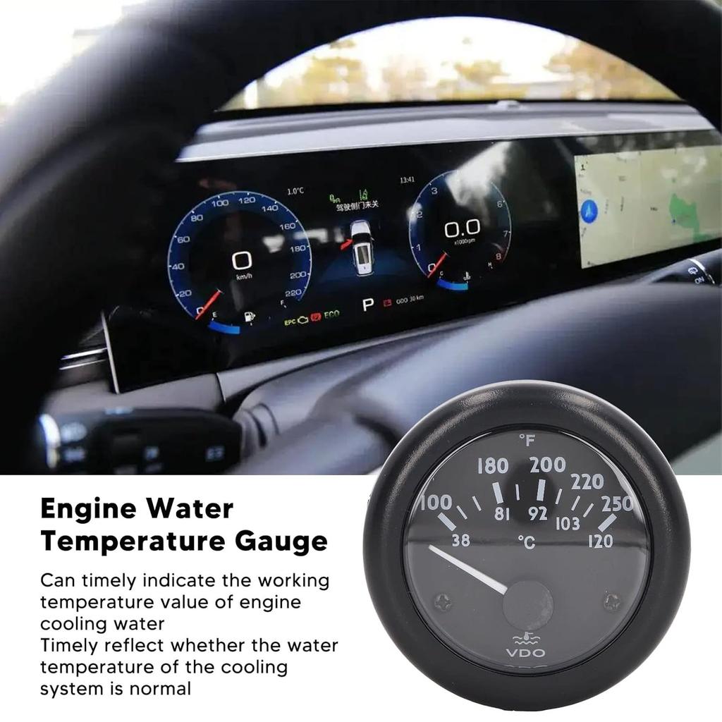 HighAccuracy Engine Water Ature 52Mm Water Inch Automotive Instrument Engine Water Temperature Automotive Engine Oil Water Temperature (12V)