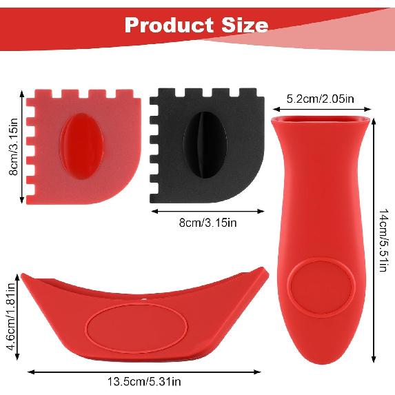 5 Pcs Cast Iron Handle Cover, Silicone Handles for Cast Iron Skillet Pot Handle Covers Handles Sleeve for Pots Reble Heat Protection Fry Pan Milk