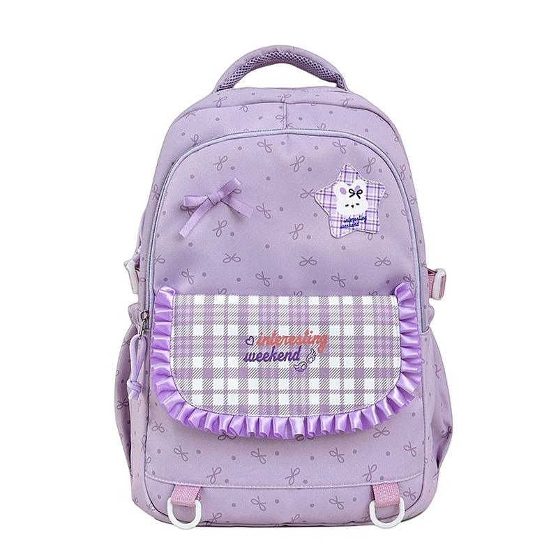 Junior School Schoolbag Women's Check Large Capacity Backpack