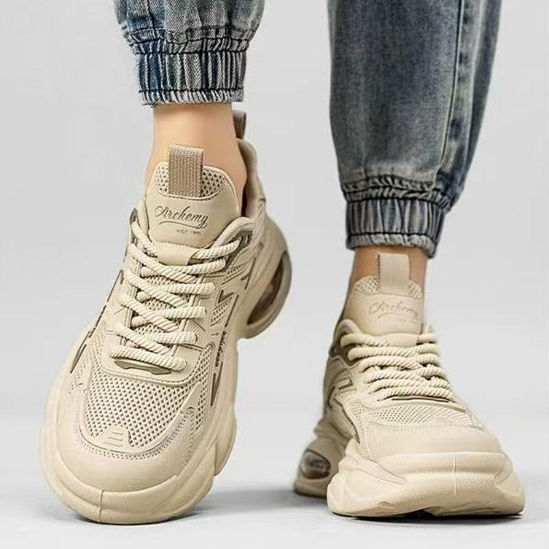 New Men Casual Shoes Breathable Mesh Platform Sneakers Light Air Cushion Soft Sole Sports Shoes Summer Low-top City Walk Casuals