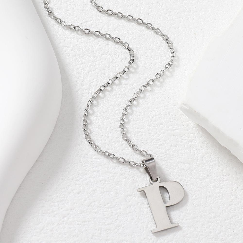 Polished Stainless Steel Alphabet Necklace - Women's Daily Wear Clavicle Chain