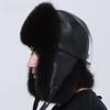 Luxury Men Bomber Hat Winter Warm Thick Fluffy Natural Fox Fur Trapper Ear Hats