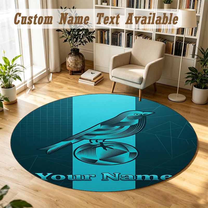 Round Rug Custom NameNorwich City Pattern Non Slip Carpet Home Floor Decor
