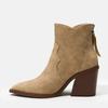 Retro Mordern Chelsea Boots High Quality Suede Ankle Boots for Women Trend Chunky Shoes High Heel Slip On Boots Zapatos De Mujer