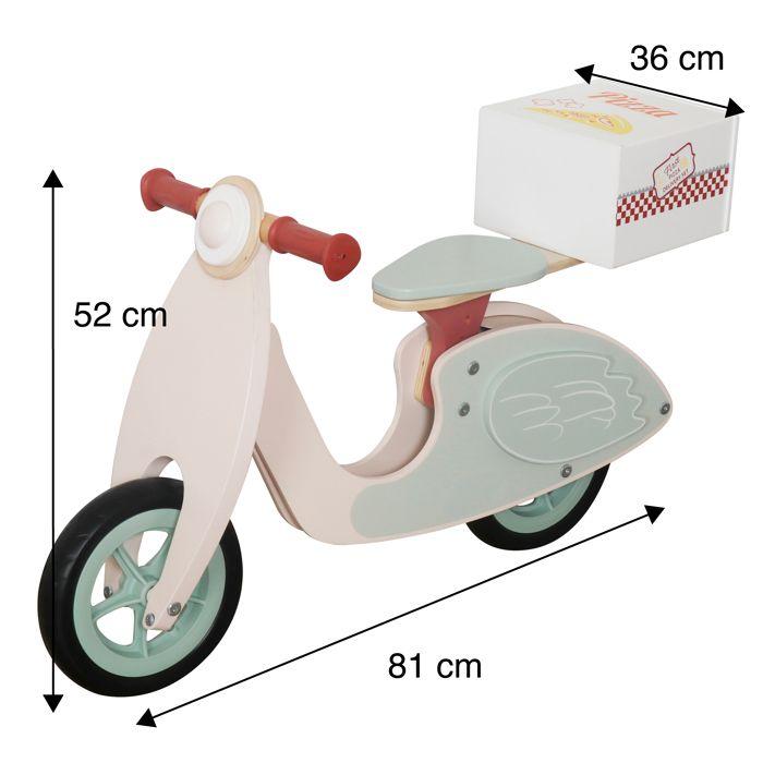 Draisienne enfant en bois - GINGER HOME - style moto - boîte pizza ludique - roues en caoutchouc