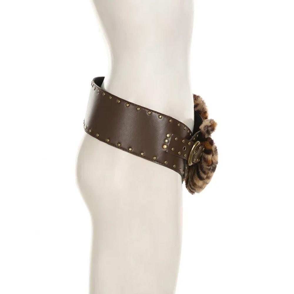 Faux Fur Bandage Belt Retro Plush Belt High Quality Waistband  for Women Trendy Accessories