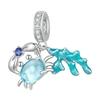 WOSTU 925 Sterling Silver Ocean Series Blue Turtle Charms Shell Pendant Crab Seaweed Beads for Women Fit DIY Bracelet Necklace