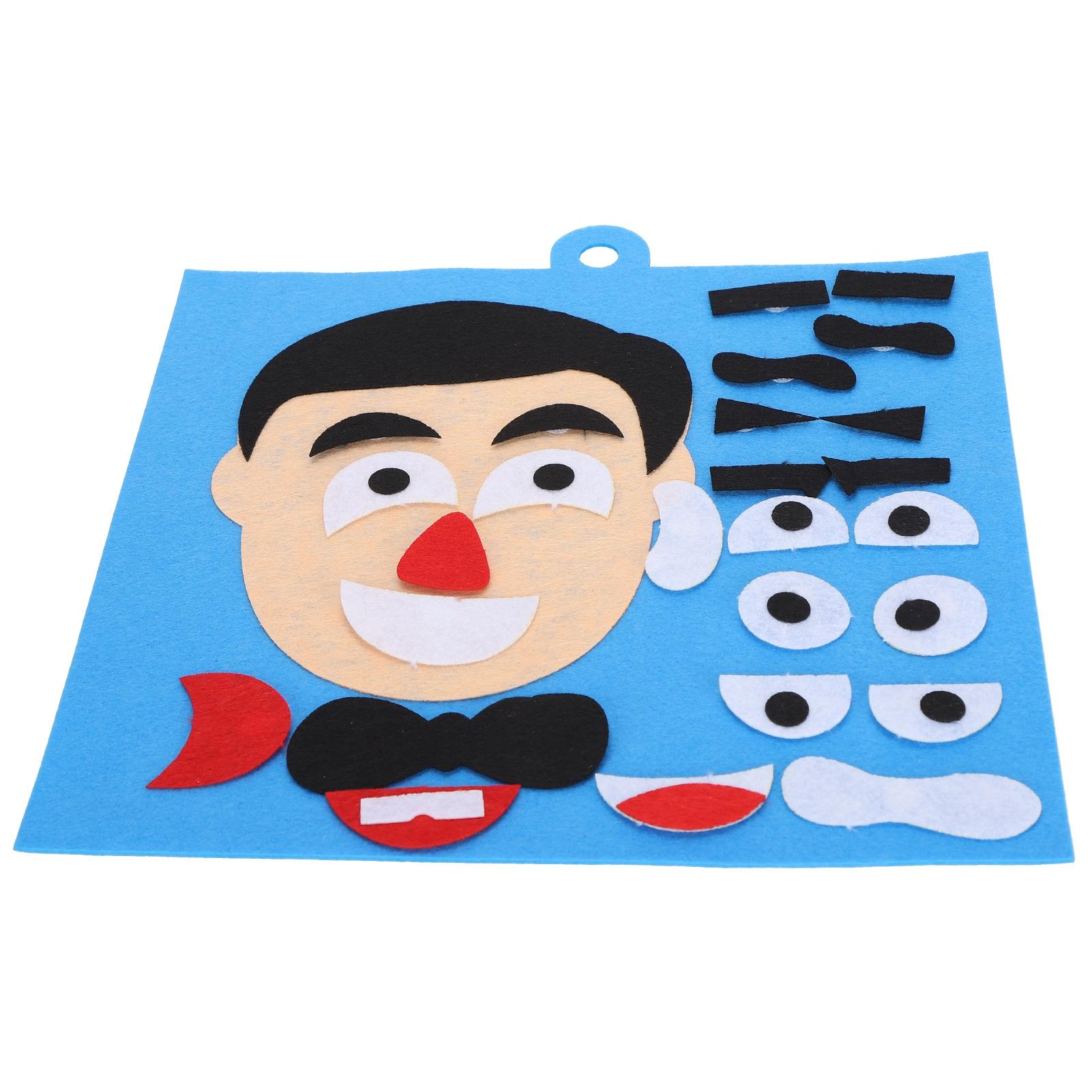 

Facial Expressions Puzzle Toys Felt Cloth Sticker Kit for ParentChild DIY Activities(Male )