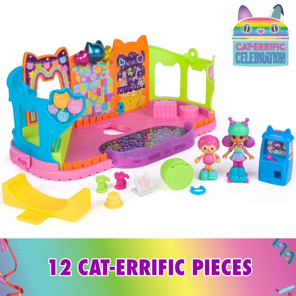 Puppenhaus Partyraum Spielset mit exklusiven Spielzeug-Puppenhaus-Accessoires Fidget Kinderspielzeug für Mädchen und Jungen ab 3 Jahren Gabby's Figur, Möbel & Spiel, 3+