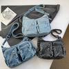 Retro denim tote bag women's casual shoulder bag
