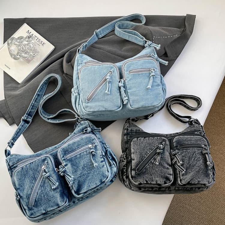 Retro denim tote bag women's casual shoulder bag