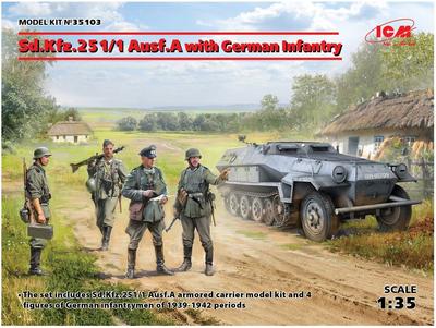 ICM German Army Armored Personnel Carrier with German Infantry Plastic Model 35103 1/35 Sd.Kfz.251/1 Ausf.A