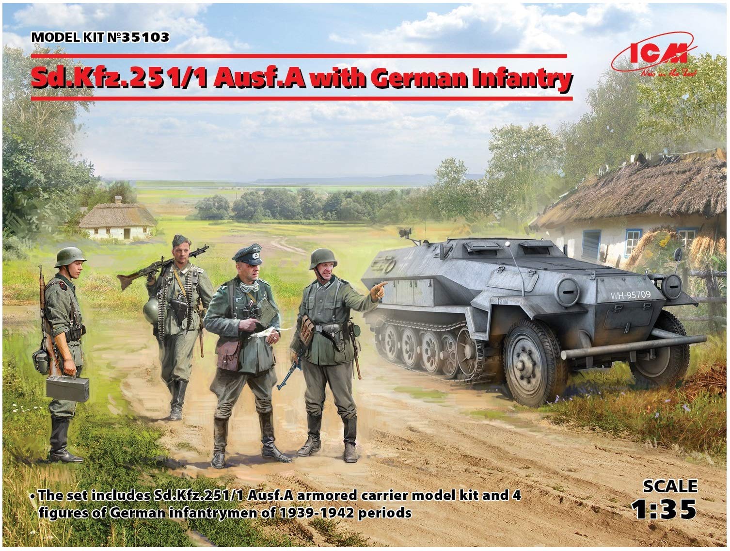 

ICM Німецький армійський бронетранспортер з німецькою піхотою Пластикова модель 35103 1/35 Sd.Kfz.251/1 Ausf.A