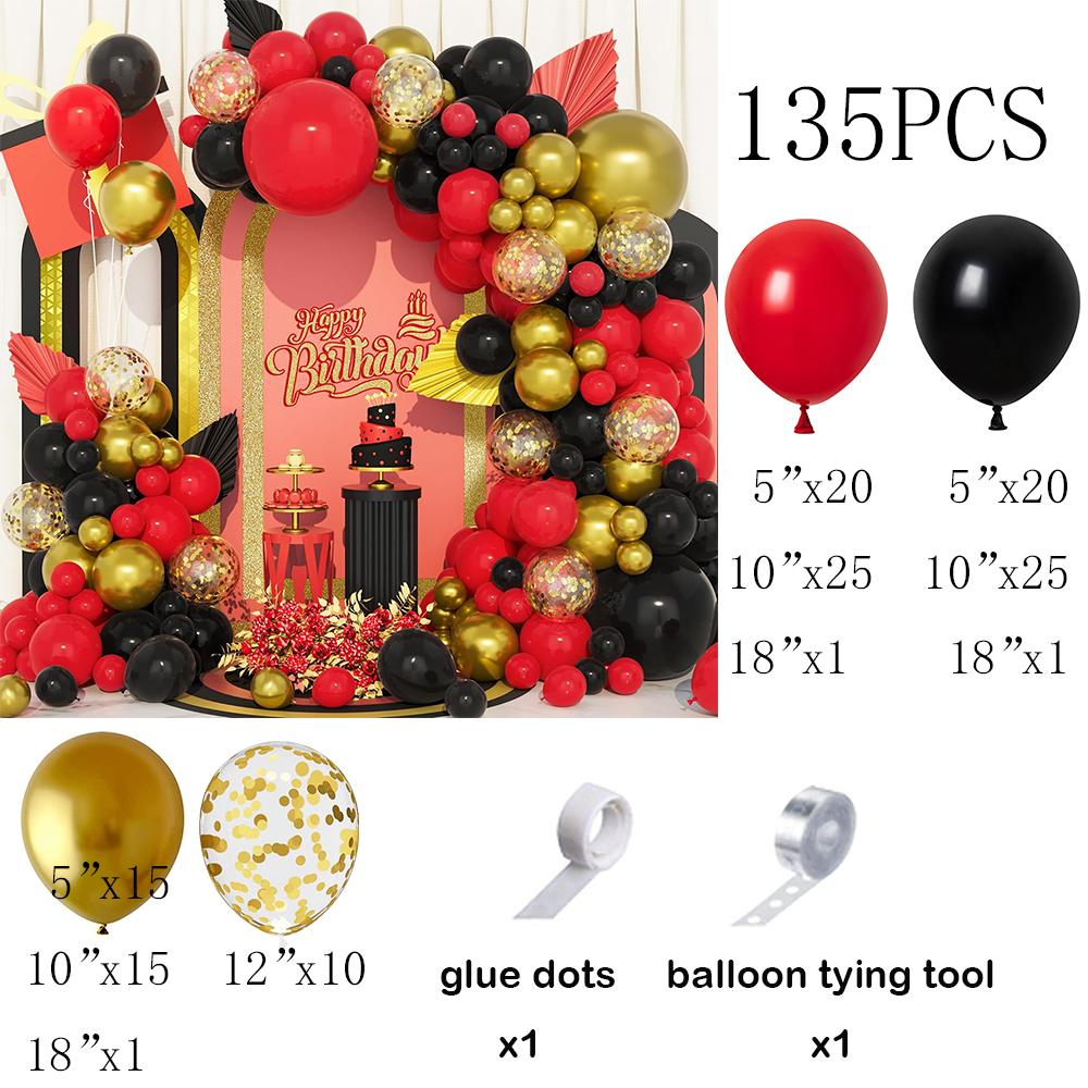 

Red Black Balloons Arch Kit Metal Gold Confetti Balloon Garland New Year Graduation Birthday Party Baby Shower Decoration Globos AS Picture