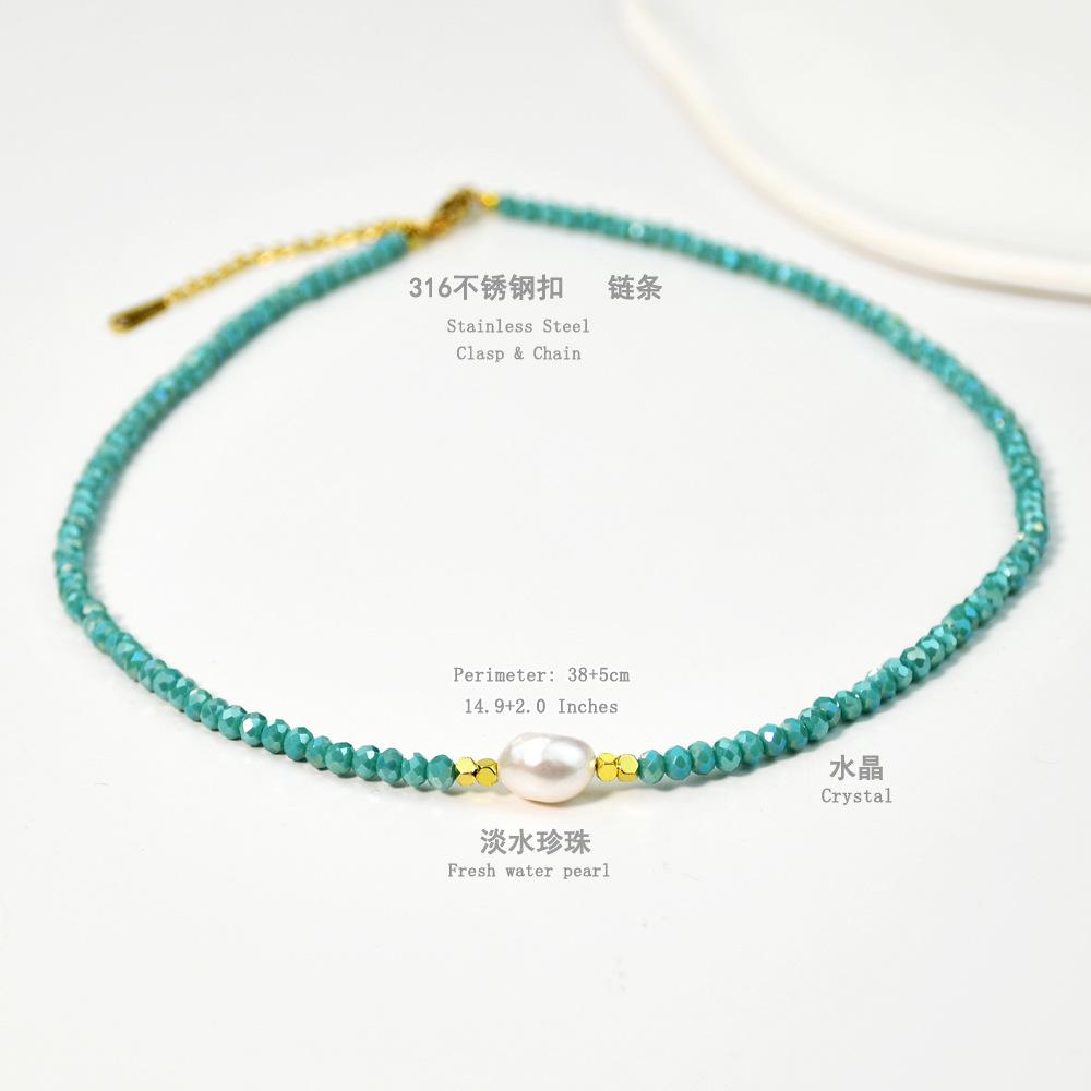Blue Rice Bead Beaded Necklace Bohemian Style Handmade Female All-match Stacked Clavicle Chain