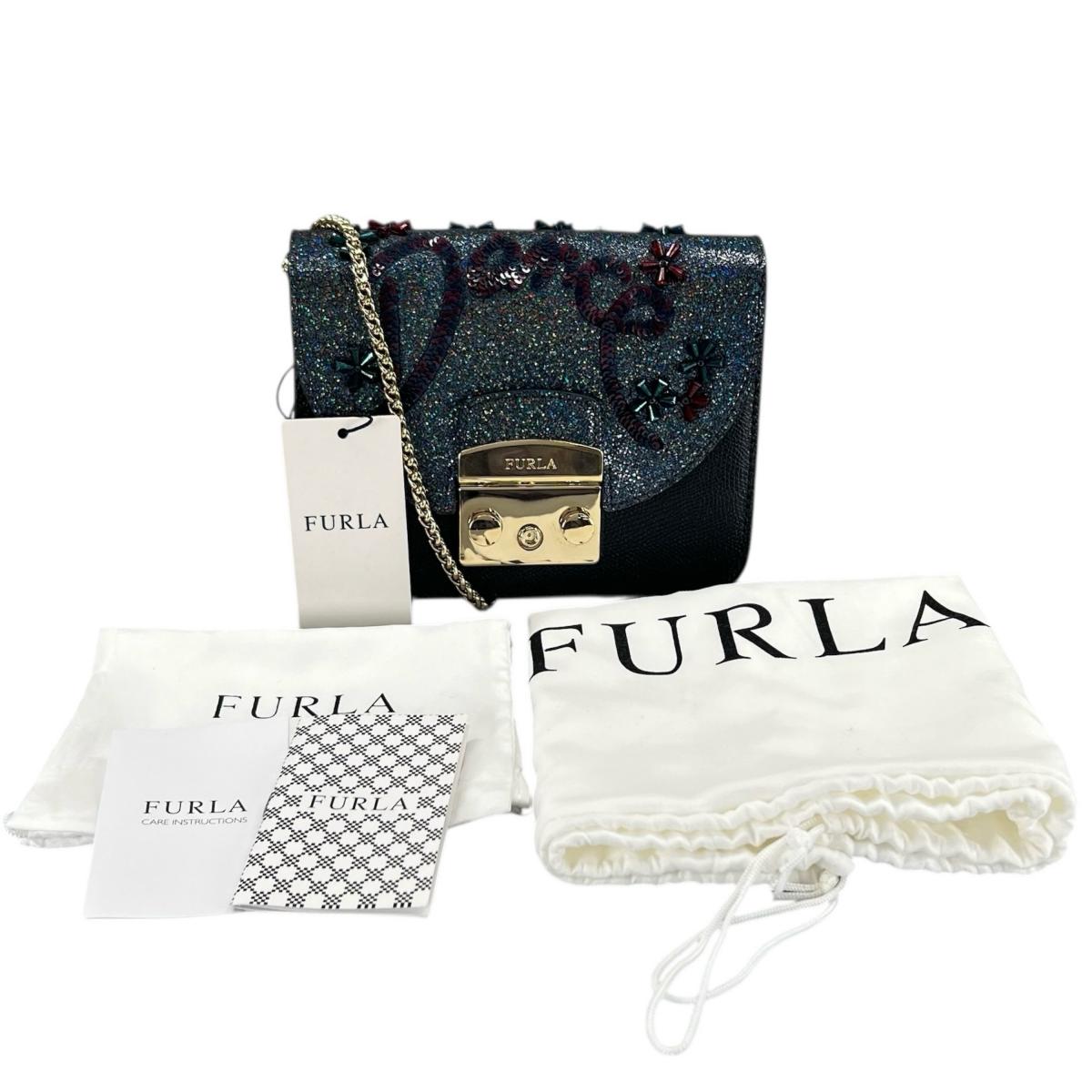 Furla Gold Hardware metropolis Shoulder Bag leather black Women Used