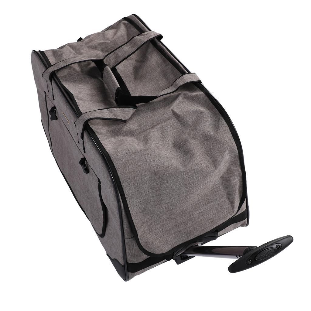 Rolling Pet Carrier Breathable Mesh Foldable Cat Dog Travel Bag with Detachable Wheels for Within 17.5kg Animals Grey