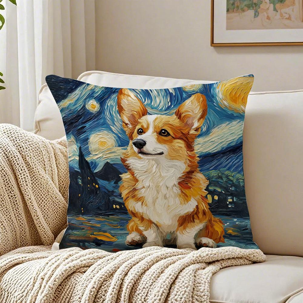 Catoon Starry Sky Dog Cushion Cover Pillowcase Antidustmite living Room Sofa Decor Cushion Room
