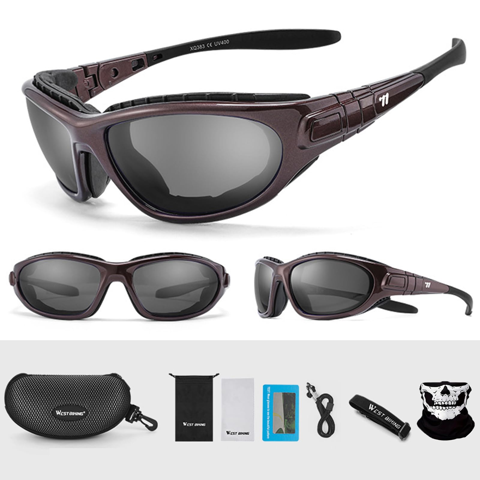 [RUQI] Safety Goggles, Motorcycle Goggles, Sunglasses, Cycling Goggles, Sports Goggles, Polarized Lenses, UV400, Men s & Women s, Pollen, Windproof, D