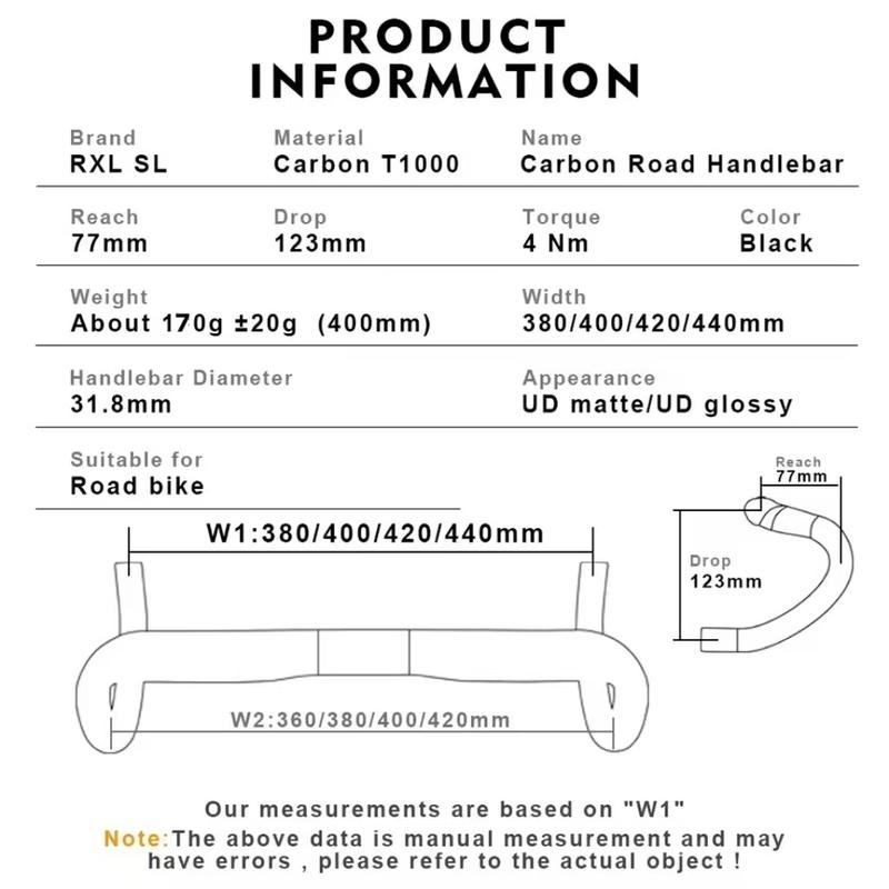 RXL SL Carbon Road Handlebar Racing Bike Handlebars 31.8*380/400/420/440mm Carbon Drop Bars for Bicycle Handle Bar Accessories